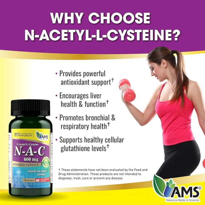 AMS NAC 600mg N-Acetyl-Cysteine - 60 Capsules AMS NAC 600mg N-Acetyl-Cysteine - 60 Capsules