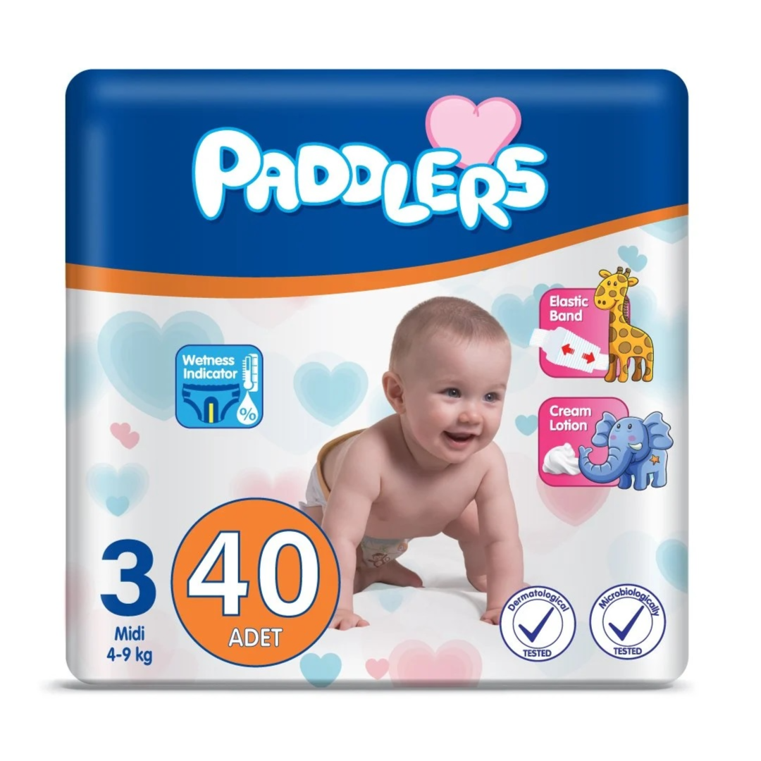 Paddlers Baby Diaper Number 3 Midi 40 Pieces (4-9 Kg) Eco Package